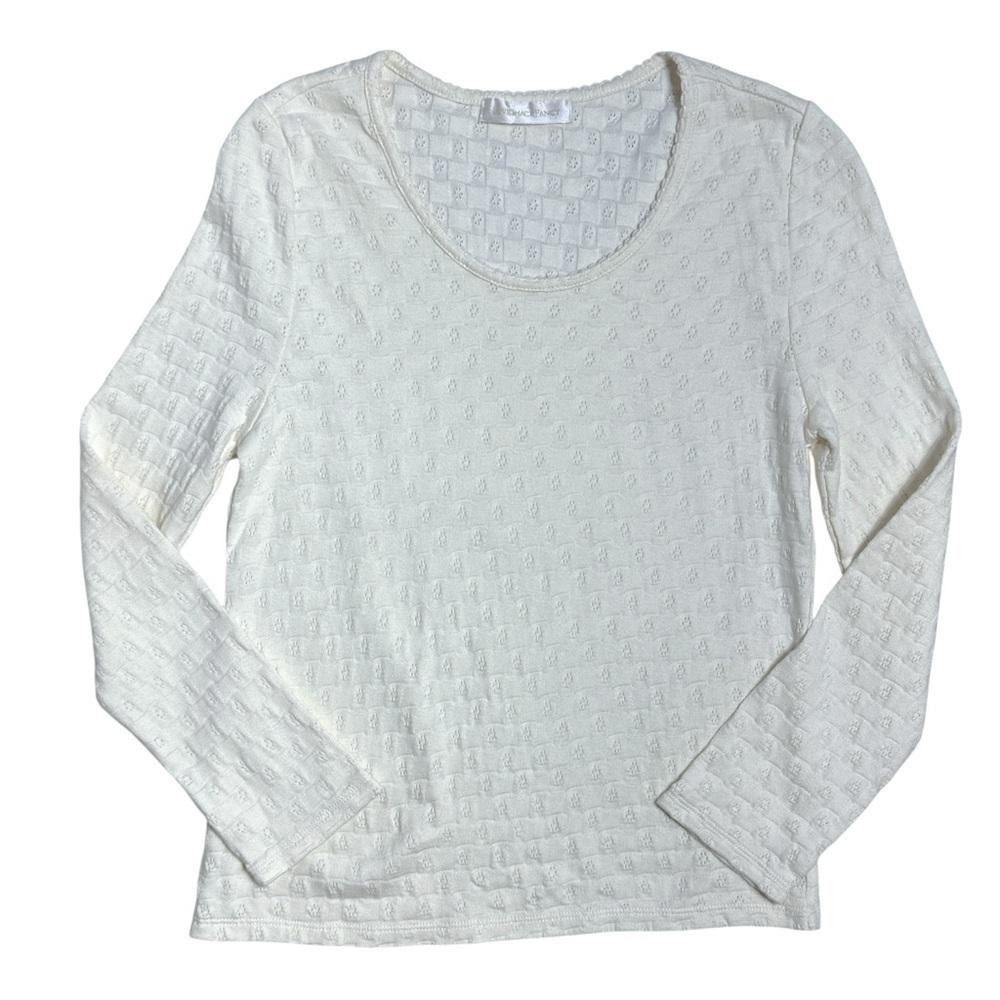 LoveShackFancy Ivory Stretch Knit Long Sleeve Top Womens S